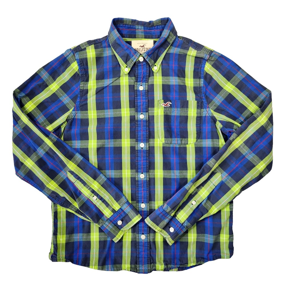 Y2k Hollister Plaid Shirt Mens XL Beach 2000s Coastal Preppy Casual Everyday